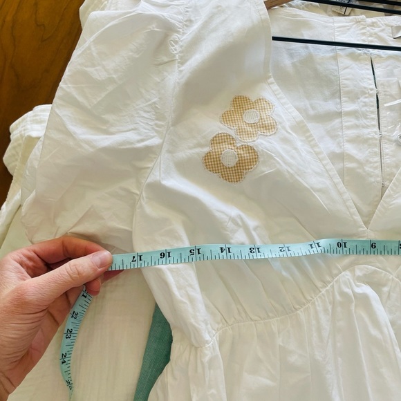 Madewell Anna Marie Embroidered White and Tan Floral Mini Dress Medium - Picture 10 of 16